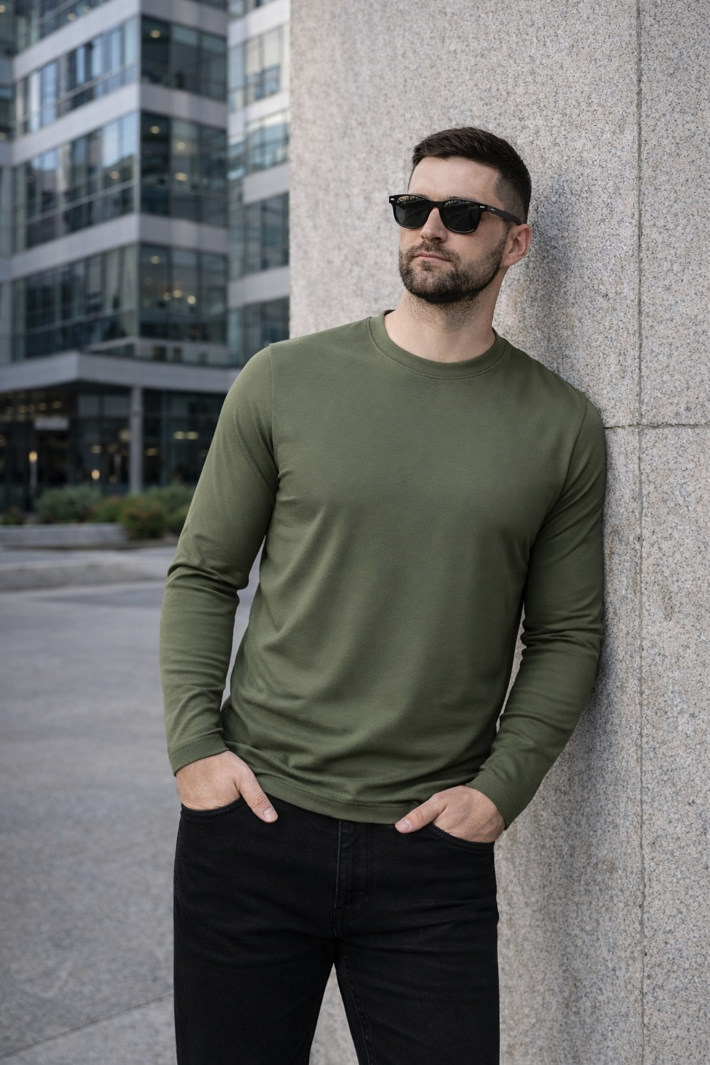 Elegant Majica Dugi Rukav - Maslinasta